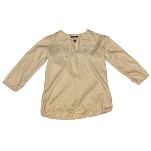 Lauren Ralph Lauren 100% Linen M Embroidered Boho Peasant Cottagecore Coastal